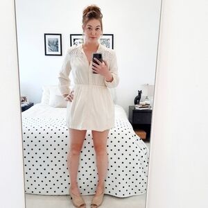 Rhythm. Cream Lace Crochet Boho Mini Dress M